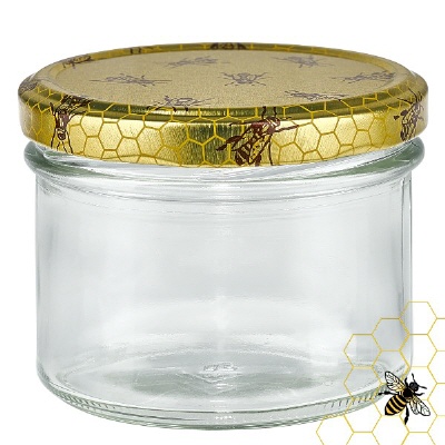 Bild 310g Honigglas mit Bienenwabe Deckel BasicSeal UNiTWIST